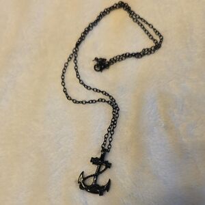 Black Anchor Pendant Necklace